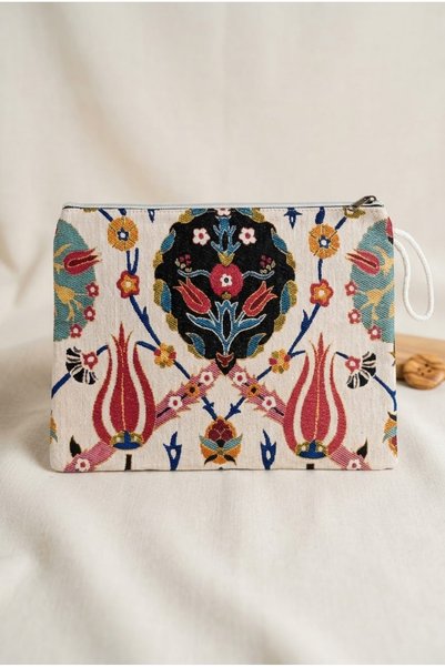 Generic Brand Ottoman-Motif Zipper Clutch Bag