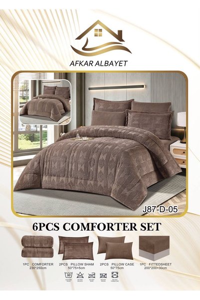 afkar ksa Winter Duvet Cover Set 6-Piece Embroidered Velvet _ Double Winter B...