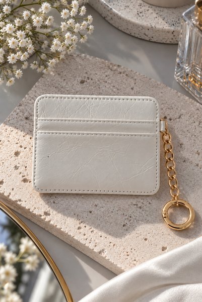 Sylvera Shop Faux Leather-Look Chain-Strap Bag Charm: 3-Compartment White Car...