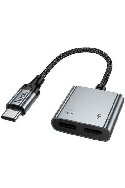 Hoco UPA34A Προσαρμογέας USB-C αρσενικό σε 2x USB-C θηλυκό, Γκρι