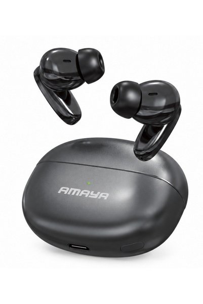 AMAYA ATW-24 Ενδοωτικά Ακουστικά Bluetooth Handsfree με Θήκη Φόρτισης Μαύρα