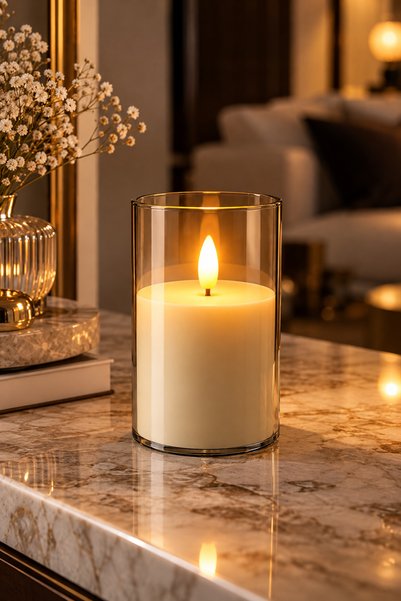 Cortina Lumânare LED Decorativă Premium în Suport din plastic, Design Cilindr...