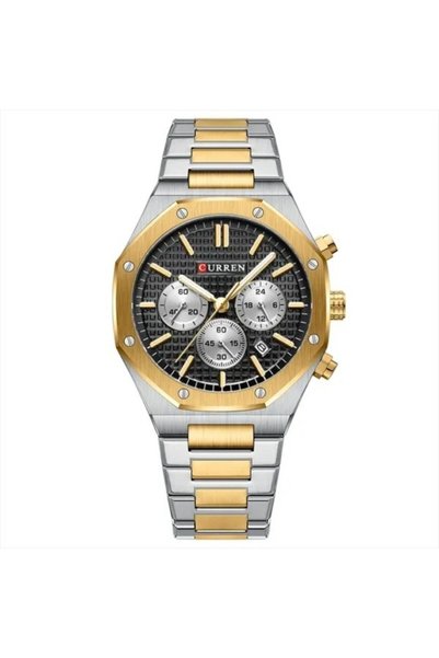 Curren 8440-3 Ανδρικό Ρολόι με Μεταλλικό Μπρασελέ Ασημί/Χρυσό/Μαύρο
