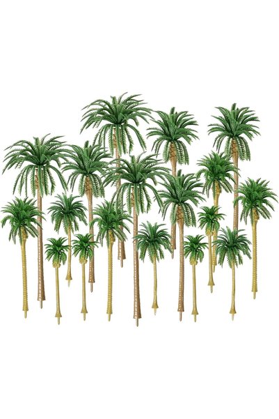 MAKINGTEC Miniature Palm Tree Model Set - 18PCS Mixed Sizes (3.1" - 6.3"), Fa...