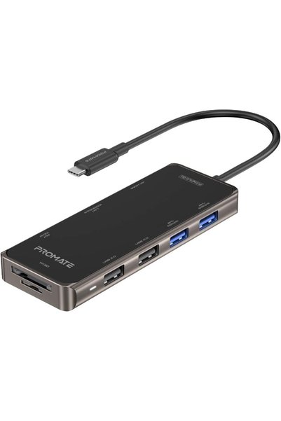 Promate USB-C Hub, 9-In-1 USB Type-C Adapter with 1000Mbps RJ45 Ethernet, 100...