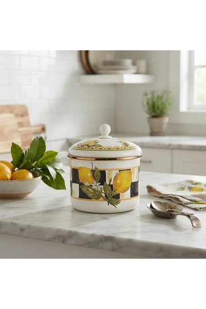 EMAYE EVİM 9 CM SMALL LEMON-PATTERNED ENAMEL JAR & SUGAR BOWL