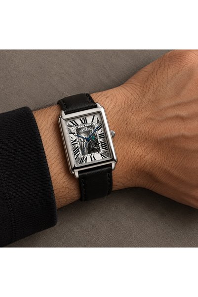 ALSULTAN WATCH ساعة ديد سبيس – تصميم مستوحى من Dead Space – ساعة يد مستطيلة بإطار فضي وسوار أسود