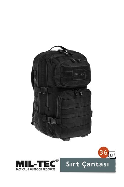 Mil-Tec Assault Large Tactical Backpack, Large Size, Black - 36 Liters