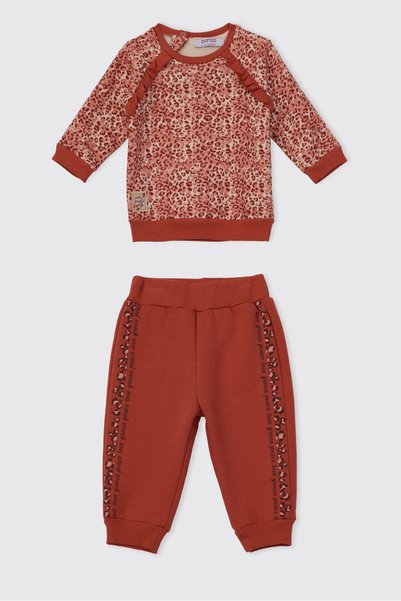 Panço Coral 2-Piece Brushed Inside Chardonnay Top and Bottom Set for Baby Girls