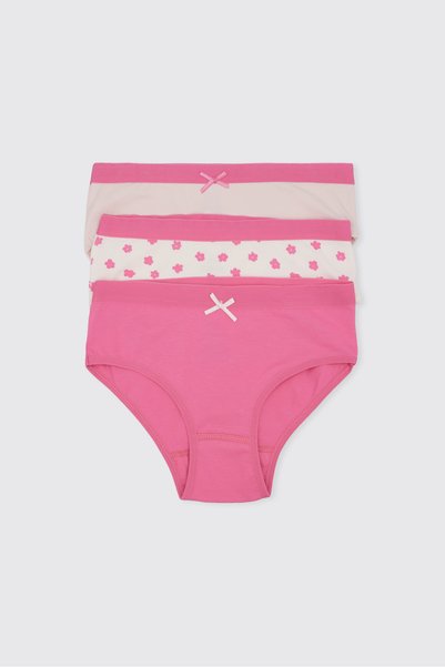Panço Girls' Pink 3-Piece Brief Set
