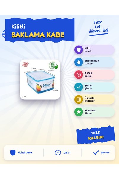 Moonstar حاوية تخزين Mlock ML-162، سعة 3.25 لتر.