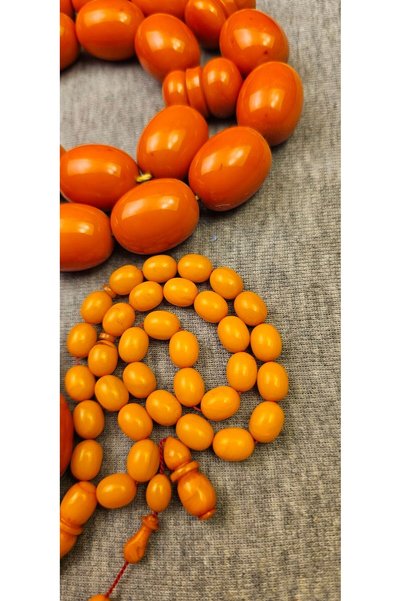 oraşlı 26-Year-Old Traditional Yemeni Hand-Pressed Amber Prayer Beads – Ottom...
