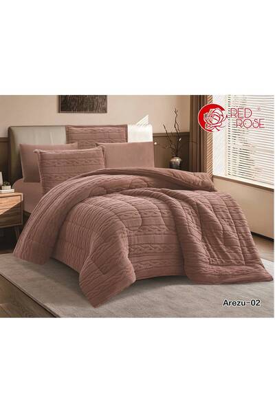 REDROSE COLOR Winter Fur Bedspread Luxury Double 6 Pieces _ Winter Fur Duvet ...