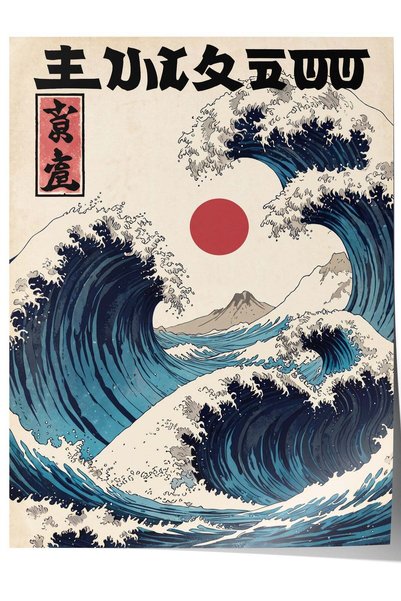 Postifull Poster fără ramă cu artă japoneză a undelor, nr. 160642