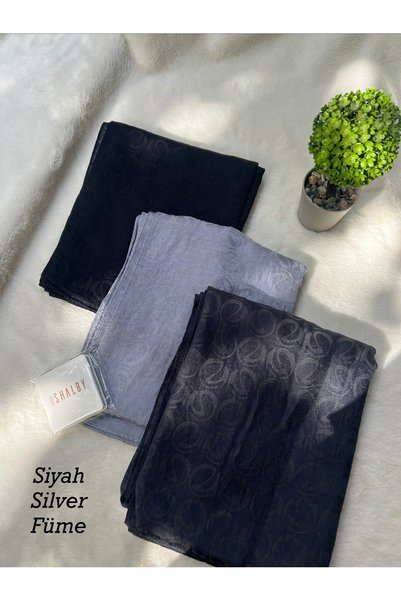 shalby Modest Cotton Soft-Textured Jacquard Shawl 3-Piece Set and Makeup Mirror