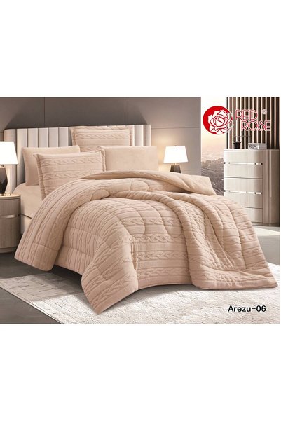 REDROSE COLOR Winter Fur Bedspread Luxury Double 6 Pieces _ Winter Fur Duvet ...