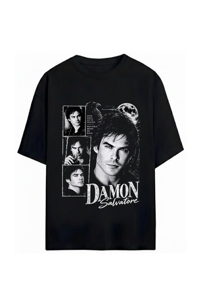PANDORICA Tricou unisex oversize cu imprimeu „Demon Salvatore”, 100% bumbac