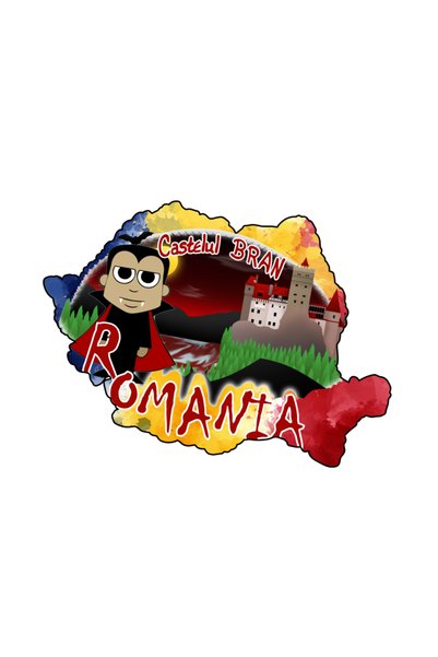 gift shop Magnet harta suvenir personalizat cu mesaj, Romania castelul bran, ...