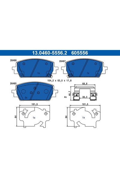 Ate Set plăcuțe de frână, frână pe disc 13.0460-5556.2