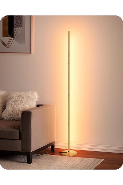 EDISHINE مصباح أرضي LED، مصباح قائم بذاته بطول 146 سم قابل للتعتيم بتصميم بسي...