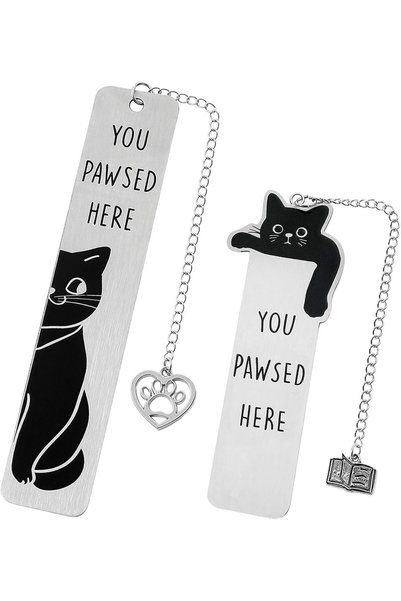 ASKIND Cat Cute Bookmarks, 2Pcs Metal Bookmarks, for Teacher Coworker Elders ...