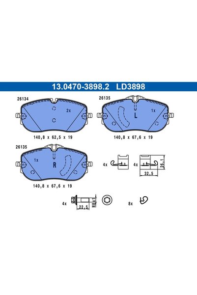 Ate Set plăcuțe de frână, frână pe disc 13.0470-3898.2