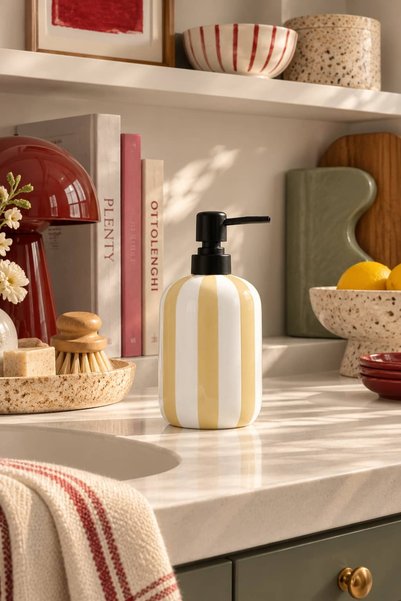 BUCOLIC Dispenser de săpun lichid din ceramică cu dungi Pera
