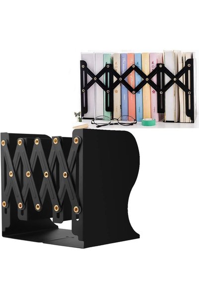 KASTWAVE Adjustable Sturdy Bookends, Heavy Duty Metal Book Ends, Nonslip Book...