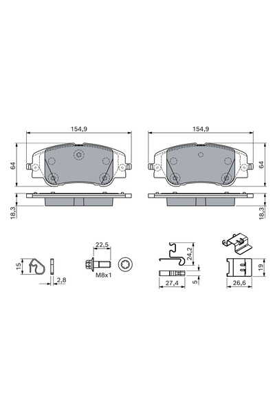 Bosch Set plăcuțe de frână, frână pe disc 0 986 460 291
