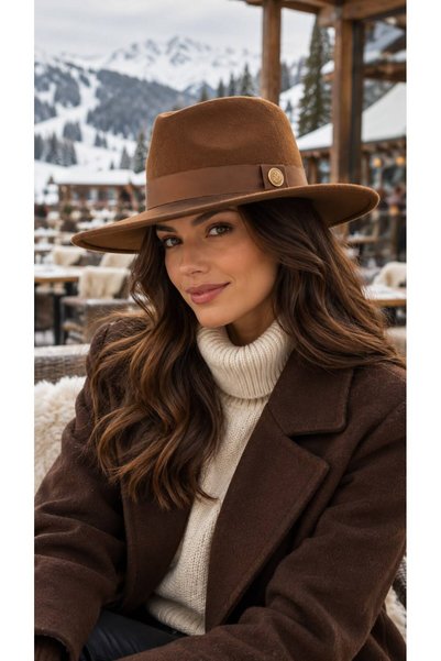 FELLMENS Melton Wide-Brimmed Cowboy Panama Fedora Women's Hat