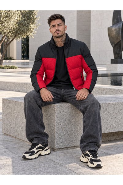 dehaine Ανδρικό καπιτονέ μπουφάν Urban Pulse δίχρωμο με ψηλό γιακά και τσέπες...