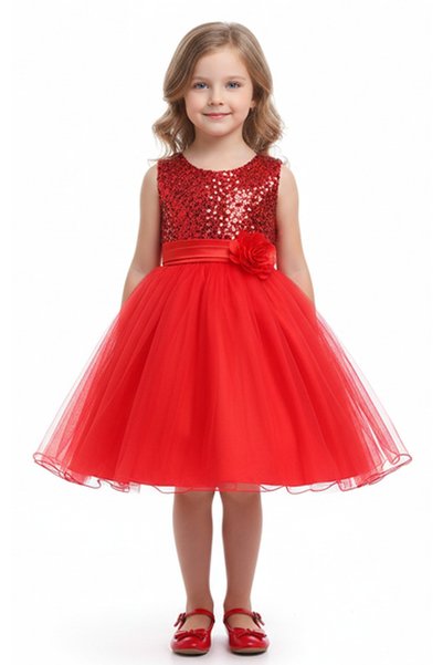 Bidani Red Sparkle Tulle Party Dress