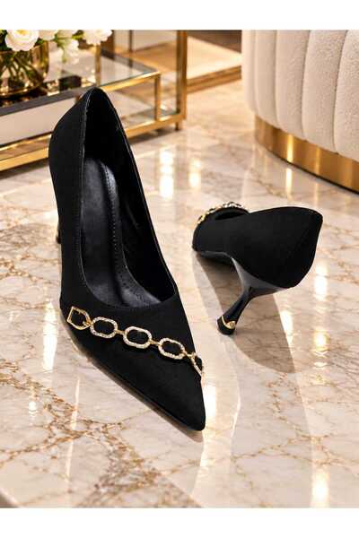 miss fırat Trendy Women's Winter Heeled Shoes with Short, Thin Heels 001548