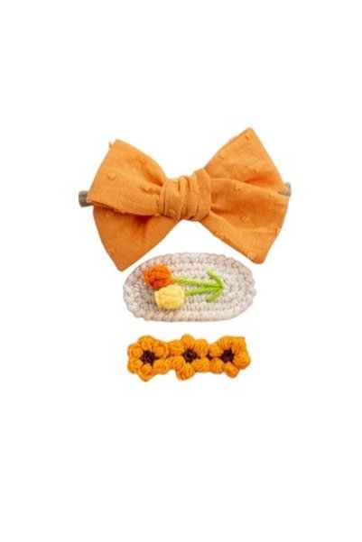 ddaniela Angela Ribbon Bow Clip Set For Babies and Girls - Orange