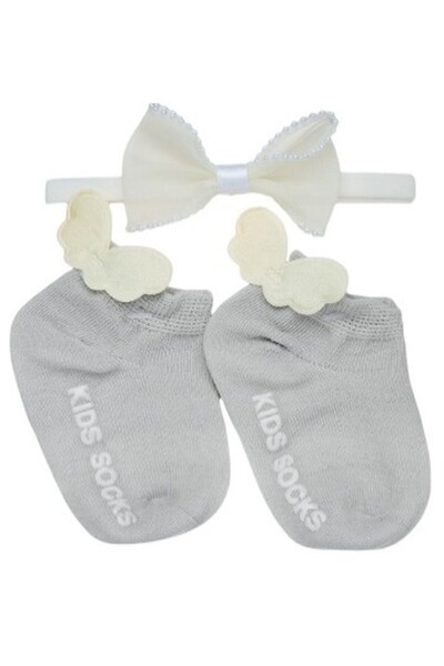 ddaniela Anna Headband and Socks Set for Babies - Grey