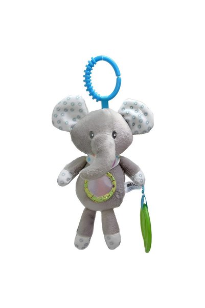 Bambimici Plushie Stroller Toy with Teether Clip-Elephant - Elephant