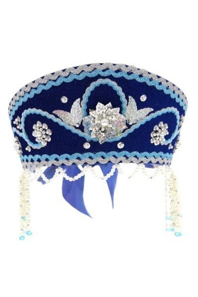 ddaniela Women's Traditional Headdress Kokoshnik - Blue with Yellow and Silve...