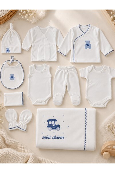Lilliy 100% Cotton Boxed 10-Piece Baby Boy Hospital Discharge Set, 0–3 Months...
