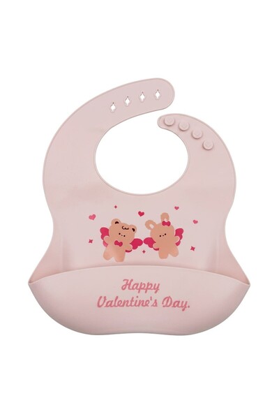 Bambimici Silicone Baby Bib - Pink Valentines Edition
