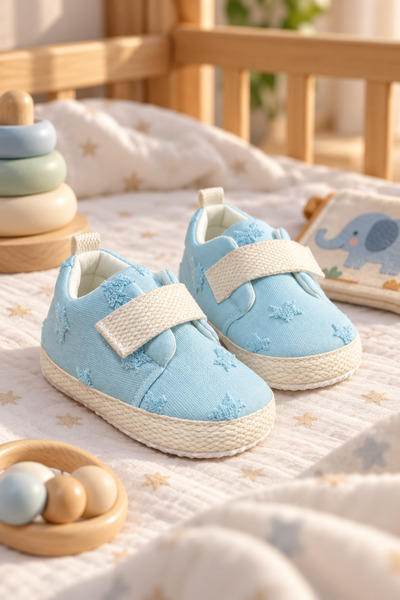 VestioStore Light Blue Woven-Strap Soft Sole Boys' Baby Booties (4–12 Months ...