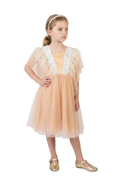 ddaniela Dragonfly Dress with Sequins Mustard Yellow