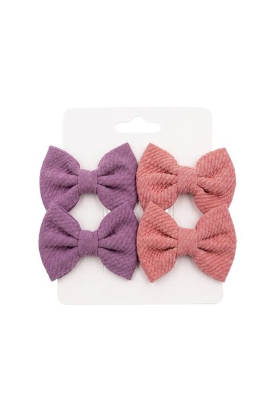 Bambimici Girls' Textured Knit Hair Bow Clips Set (4-Piece)