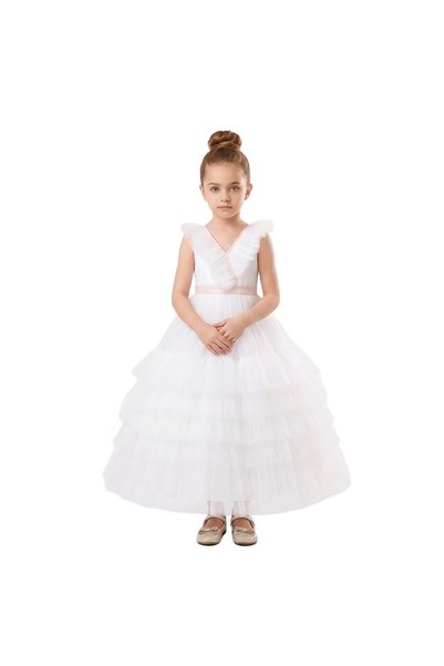 Bidani White & Gold Tulle Dress