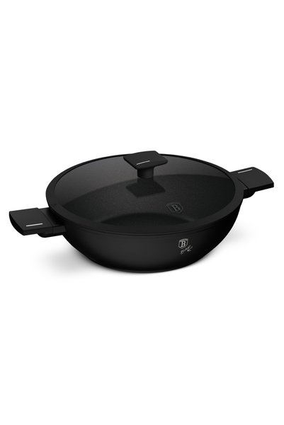 Berlinger Haus Wok cu capac - Matte Black Collection, 30 cm, aluminiu forjat,...