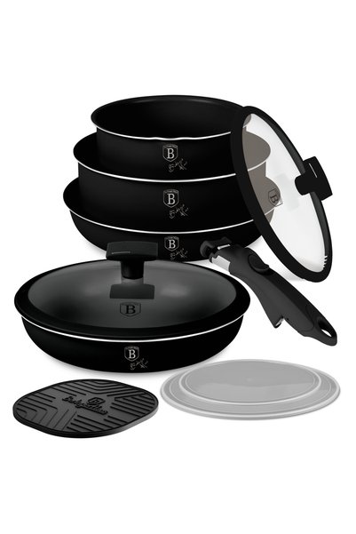 Berlinger Haus Set vase de gătit - Matte Black Collection, 10 piese, aluminiu...