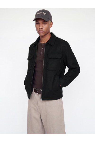 Jack & Jones Men's Black Jprbluwakefield Wool-Blend Jacket (Sn Mont)
