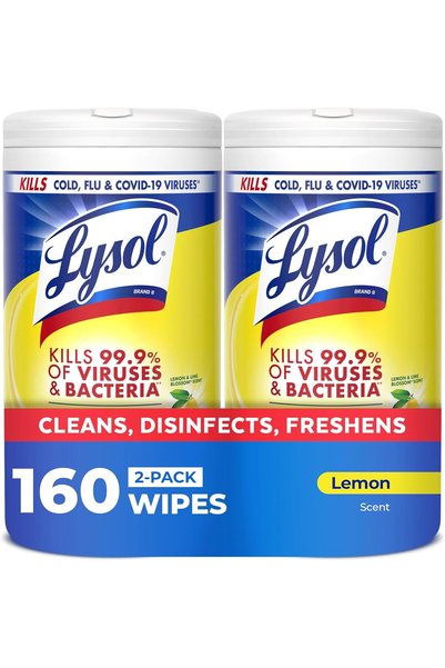 Lysol مناديل مطهرة، برائحة الليمون وزهر الليمون، (عبوة تحتوي على 80 منديلاً، ...