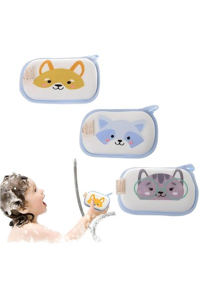 ALMEKAQUZ 3 Pcs Baby Bath Sponge Set, Loofah Baby Bath Sponge with Pure Cotto...