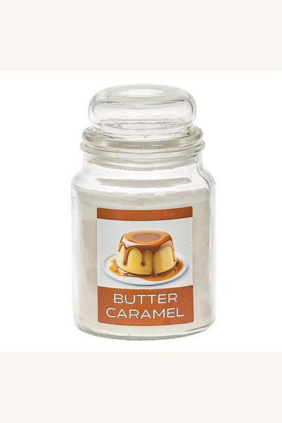 Comerivo Lumanare parfumata alba cu aroma de caramel cu unt, in pahar cu capa...