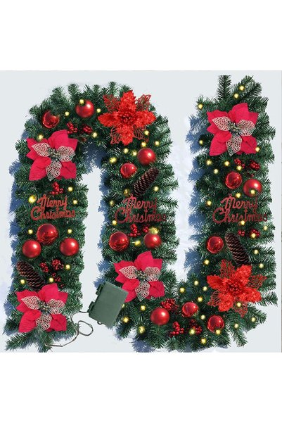 Beauenty 9FT Christmas Garland with 50 Lights, Artificial Christmas Decoratio...